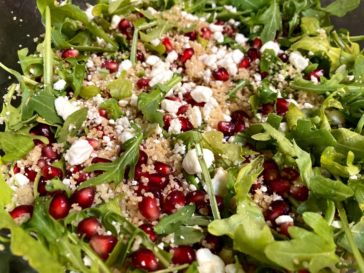 Pomegranate Cous Cous Arugula And Goat Cheese Salad Concoctions With Options